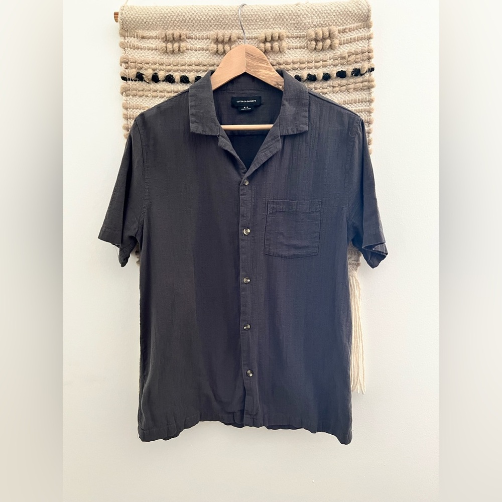 Cotton On Charcoal Casual Button-Down Shirt